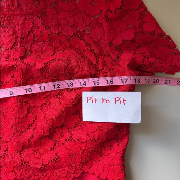 Kate Spade New York Rose Lace Bodice Ponte Dress Red Size 8 - Picture 14 of 16